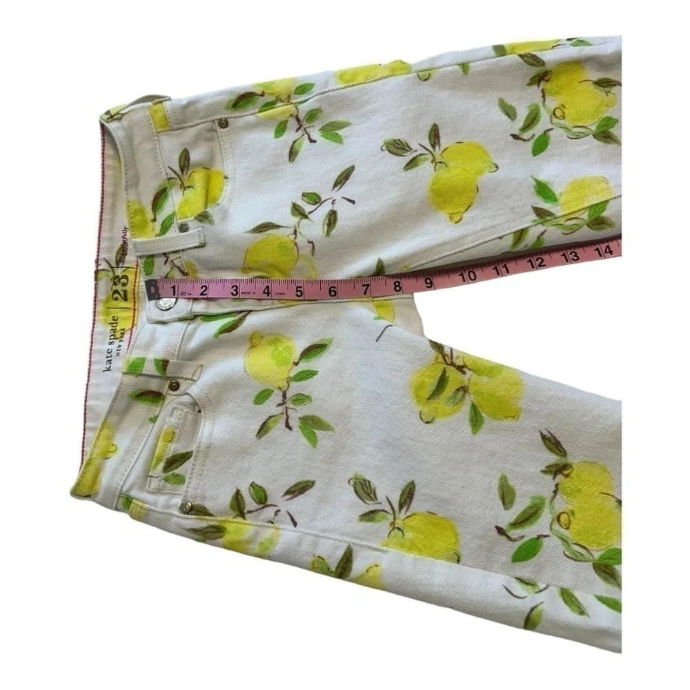Kate Spade Ankle Length Skinny Jeans With Lemon Print - Size 23 - Picture 11 of 14